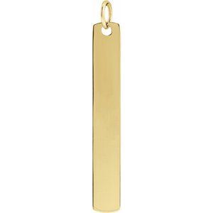 Kazi Luxury 14k Yellow Gold 33x45 Mm Engravable Bar Pendant 325$